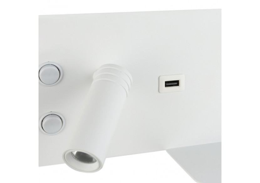 Lot de 2-Applique liseuse avec port USB "Kerta"-Double éclairage-3W+7W-Blanc - K1512-USB-2B - Barcelona LED Lot de 2-Applique liseuse avec port USB "Kerta"-Double éclairage-3W+7W-Blanc - K1512-USB-2B - Barcelona LED