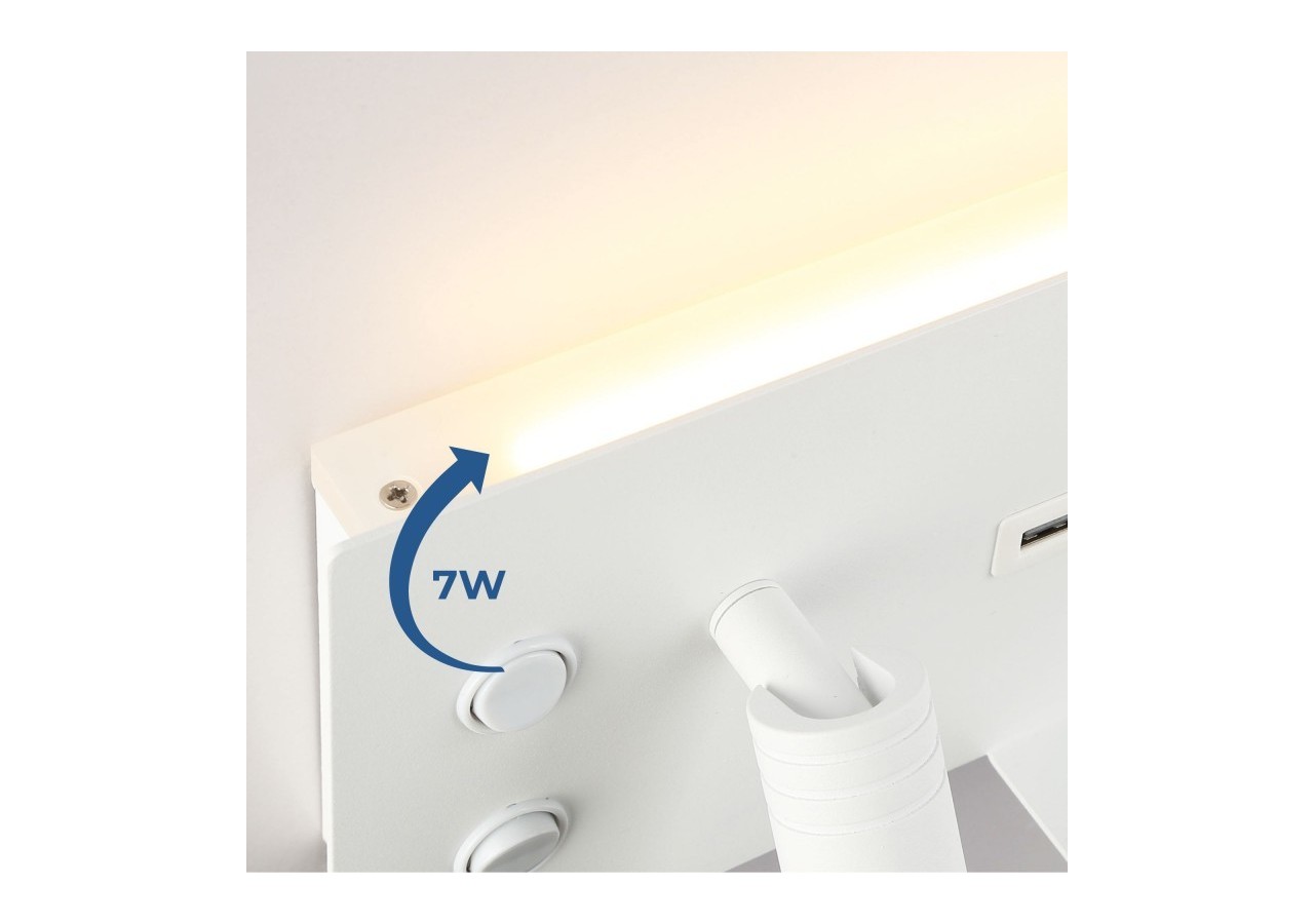 Lot de 2-Applique liseuse avec port USB "Kerta"-Double éclairage-3W+7W-Blanc - K1512-USB-2B - Barcelona LED