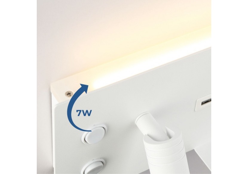 Lot de 2-Applique liseuse avec port USB "Kerta"-Double éclairage-3W+7W-Blanc - K1512-USB-2B - Barcelona LED Lot de 2-Applique liseuse avec port USB "Kerta"-Double éclairage-3W+7W-Blanc - K1512-USB-2B - Barcelona LED