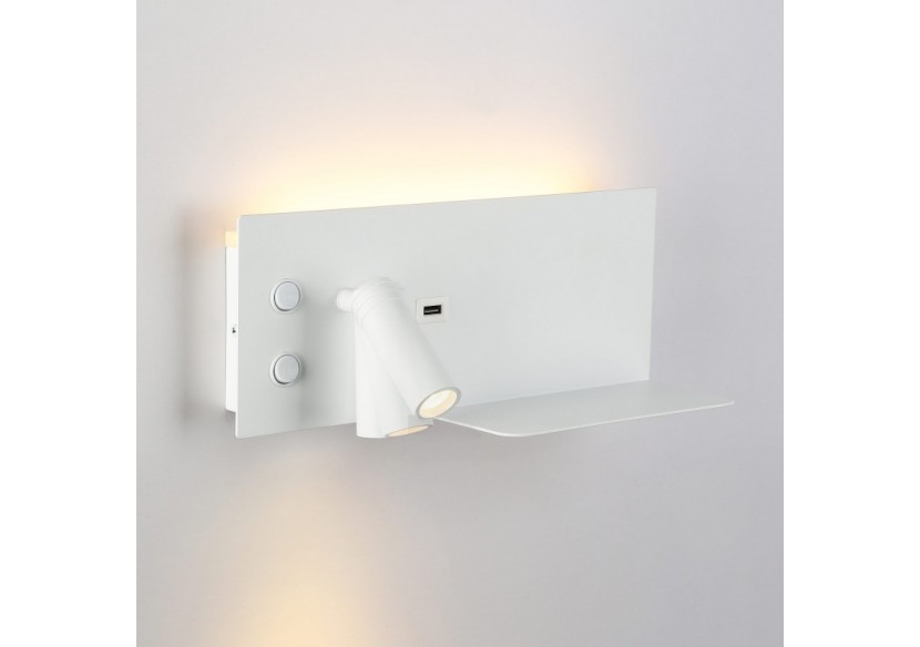 Lot de 2-Applique liseuse avec port USB "Kerta"-Double éclairage-3W+7W-Blanc - K1512-USB-2B - Barcelona LED Lot de 2-Applique liseuse avec port USB "Kerta"-Double éclairage-3W+7W-Blanc - K1512-USB-2B - Barcelona LED