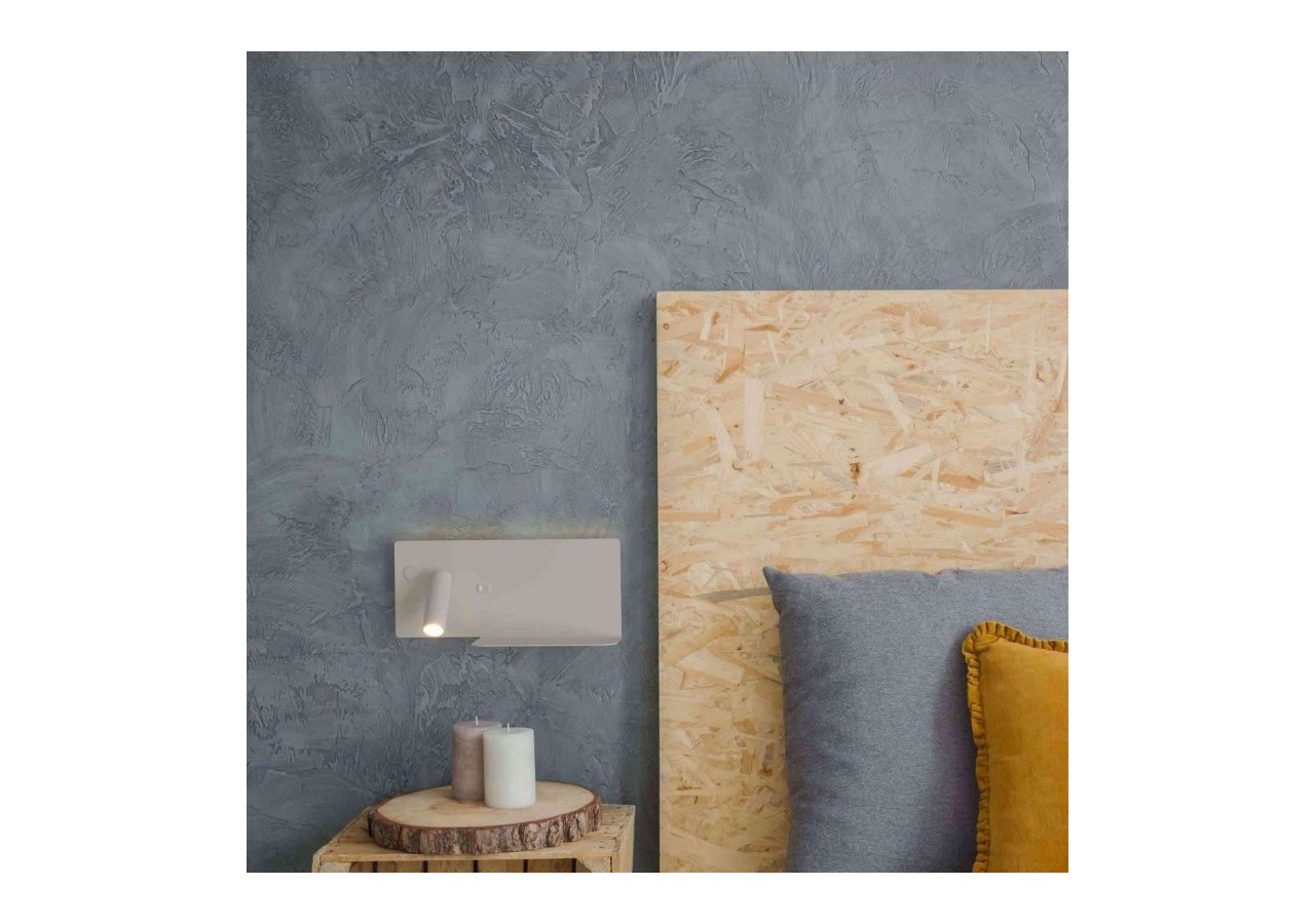 Lot de 2-Applique liseuse avec port USB "Kerta"-Double éclairage-3W+7W-Blanc - K1512-USB-2B - Barcelona LED