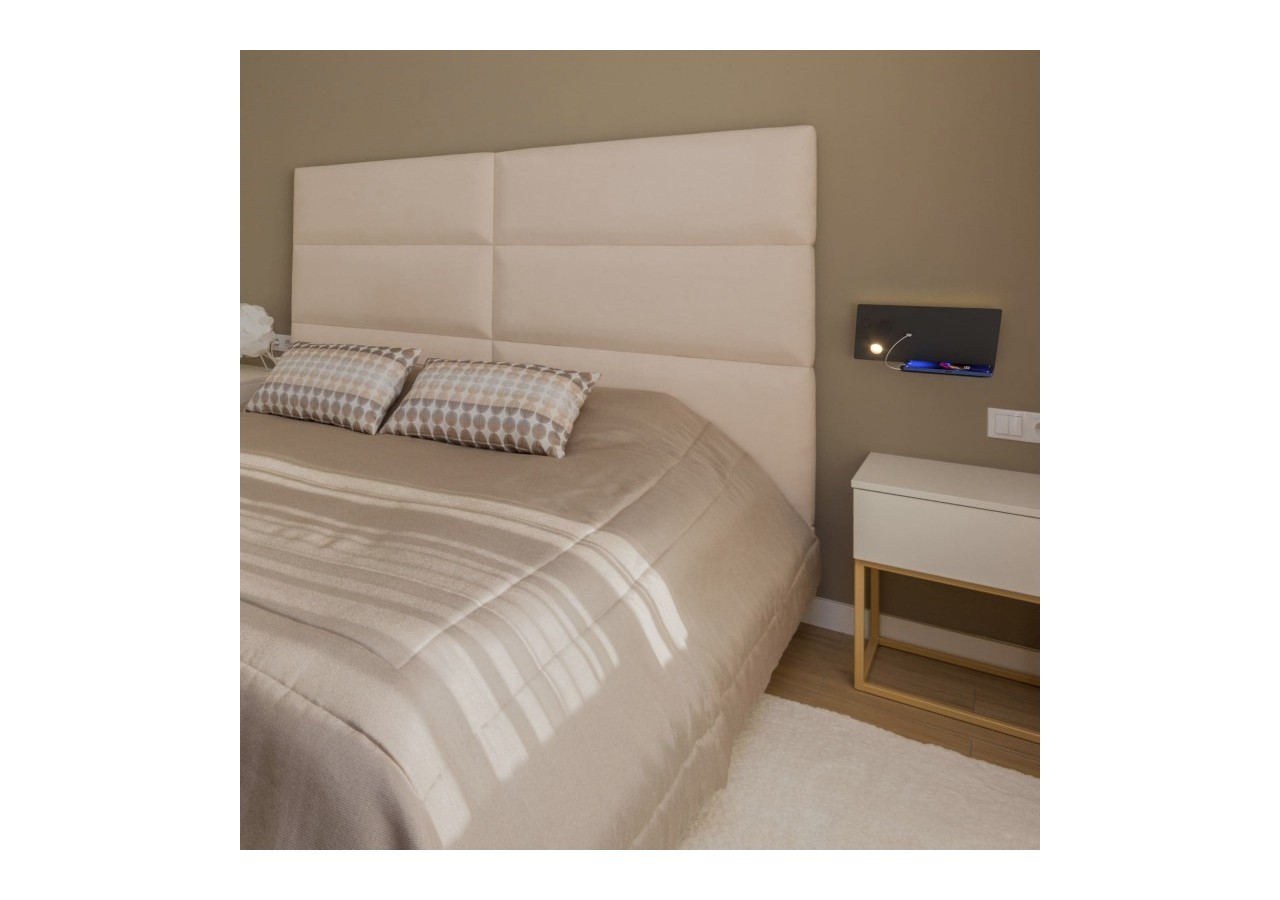 Lot de 2-Applique liseuse avec port USB "Kerta"-Double éclairage-3W+7W-Noir - K1512-USB-2N - Barcelona LED