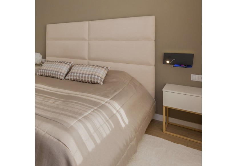 Lot de 2-Applique liseuse avec port USB "Kerta"-Double éclairage-3W+7W-Noir - K1512-USB-2N - Barcelona LED