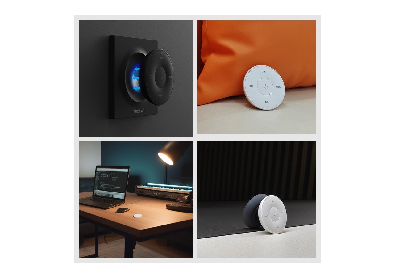 Mini variateur de lumière RF-Monochrome + CCT-Base magnétique-Mi Light-Blanc - K2 - Barcelona LED