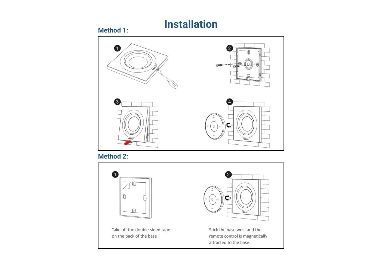 Mini variateur de lumière RF-Monochrome + CCT-Base magnétique-Mi Light-Noir - K2B - Barcelona LED