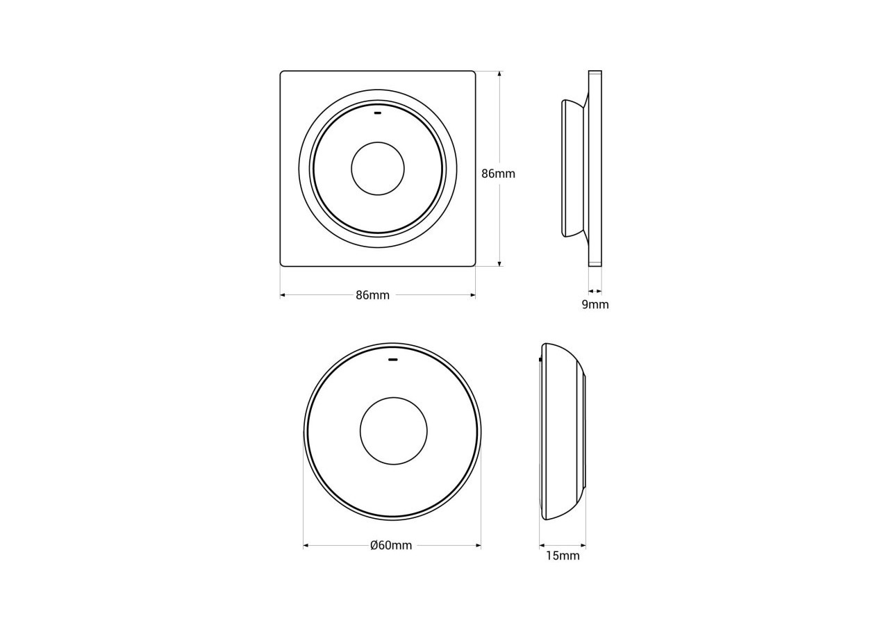 Mini variateur de lumière RF-Monochrome + CCT-Base magnétique-Mi Light-Noir - K2B - Barcelona LED