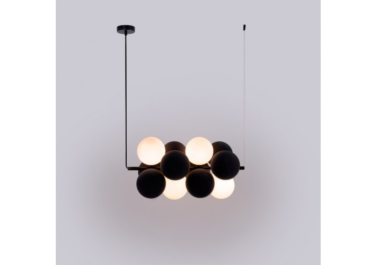 Suspension acoustique horizontale "DRAC"-4 globes lumineux et 8 globes absorbants - B206-H-GB - Barcelona LED