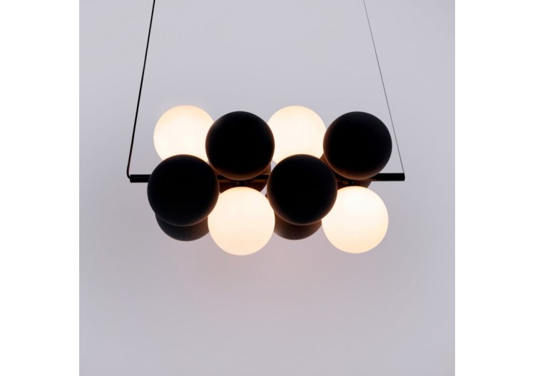 Suspension acoustique horizontale "DRAC"-4 globes lumineux et 8 globes absorbants - B206-H-GB - Barcelona LED 2