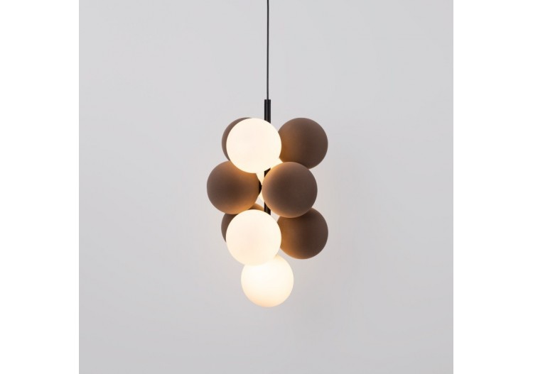 Suspension acoustique verticale "DRAC"-4 globes lumineux et 6 globes absorbants - B206-V-CB - Barcelona LED