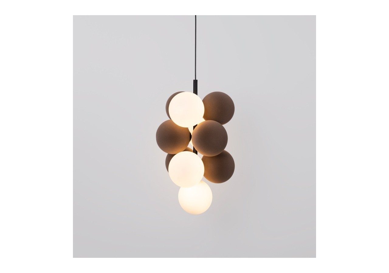 Suspension acoustique verticale "DRAC"-4 globes lumineux et 6 globes absorbants - B206-V-CB - Barcelona LED