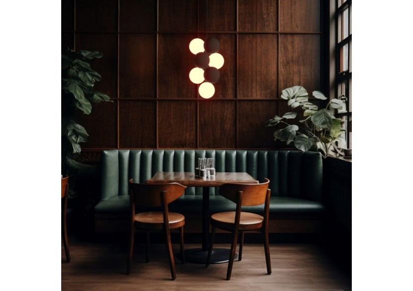 Suspension acoustique verticale "DRAC"-4 globes lumineux et 6 globes absorbants - B206-V-CB - Barcelona LED