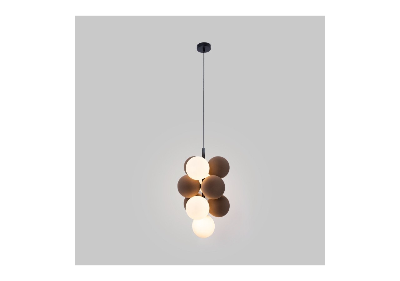 Suspension acoustique verticale "DRAC"-4 globes lumineux et 6 globes absorbants - B206-V-CB - Barcelona LED