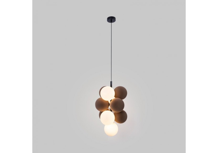 Suspension acoustique verticale "DRAC"-4 globes lumineux et 6 globes absorbants - B206-V-CB - Barcelona LED