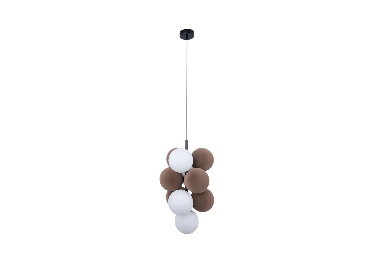 Suspension acoustique verticale "DRAC"-4 globes lumineux et 6 globes absorbants - B206-V-CB - Barcelona LED
