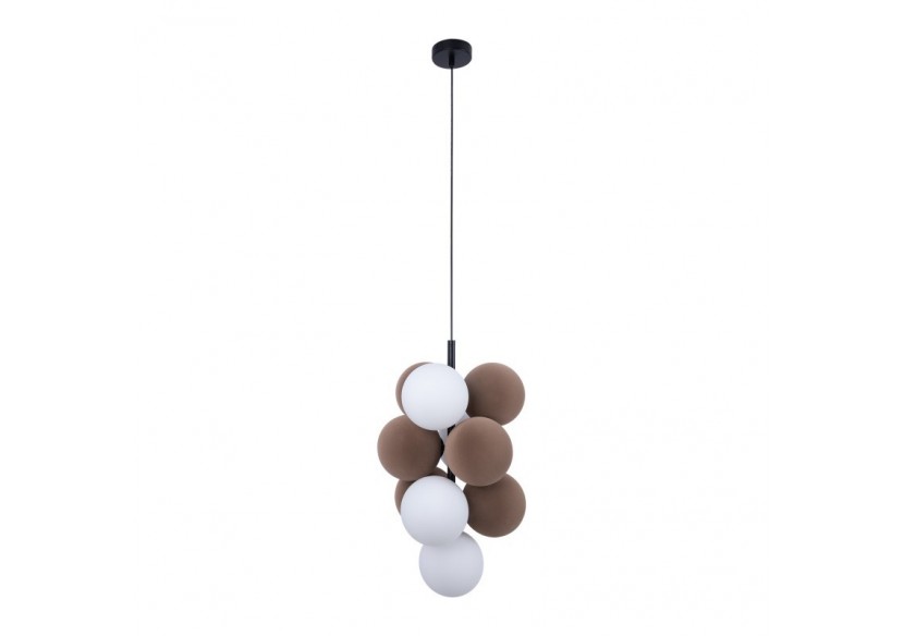 Suspension acoustique verticale "DRAC"-4 globes lumineux et 6 globes absorbants - B206-V-CB - Barcelona LED