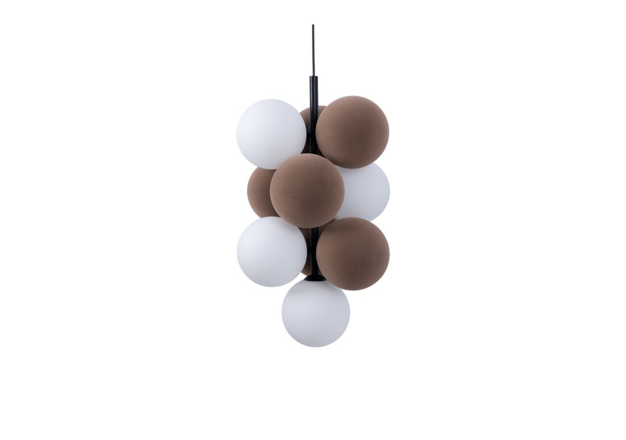 Suspension acoustique verticale "DRAC"-4 globes lumineux et 6 globes absorbants - B206-V-CB - Barcelona LED