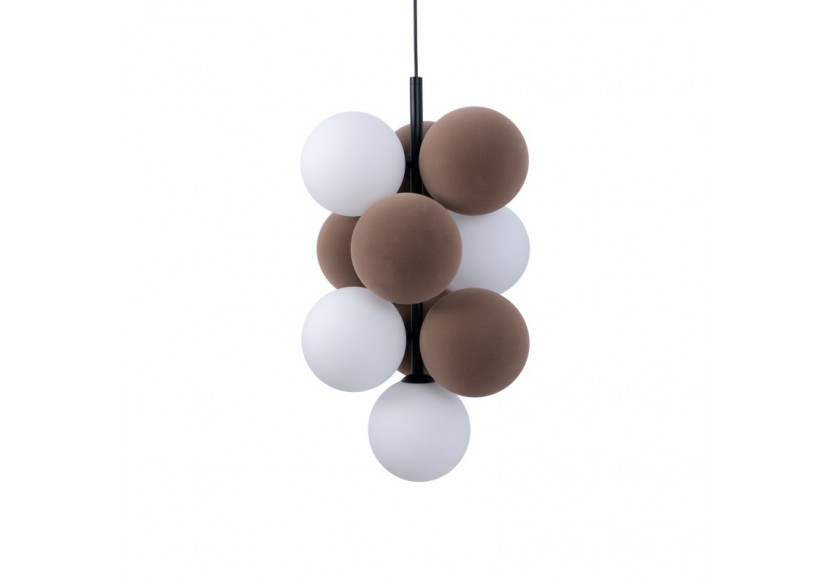 Suspension acoustique verticale "DRAC"-4 globes lumineux et 6 globes absorbants - B206-V-CB - Barcelona LED