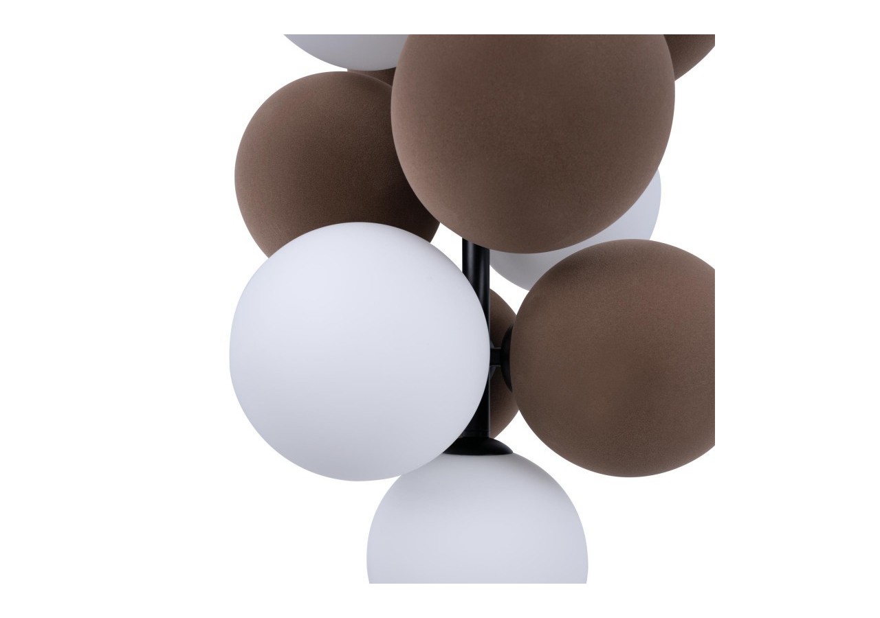 Suspension acoustique verticale "DRAC"-4 globes lumineux et 6 globes absorbants - B206-V-CB - Barcelona LED