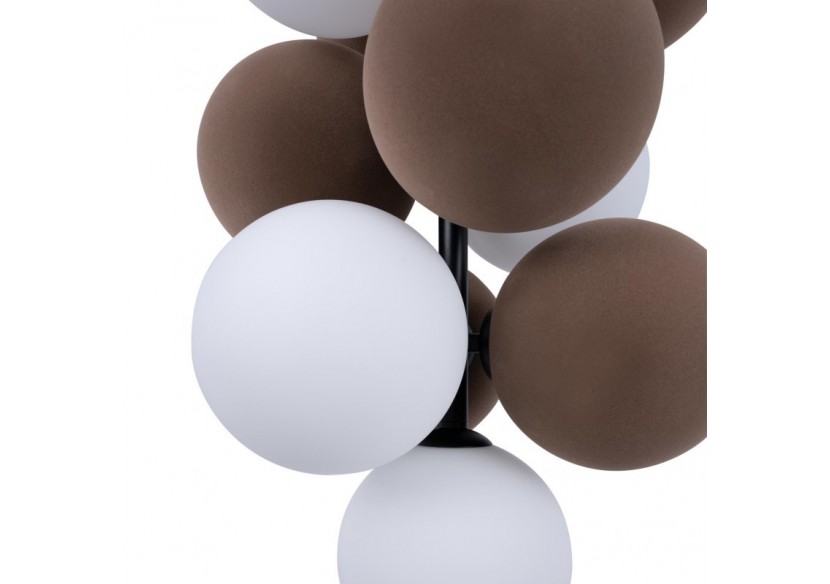 Suspension acoustique verticale "DRAC"-4 globes lumineux et 6 globes absorbants - B206-V-CB - Barcelona LED