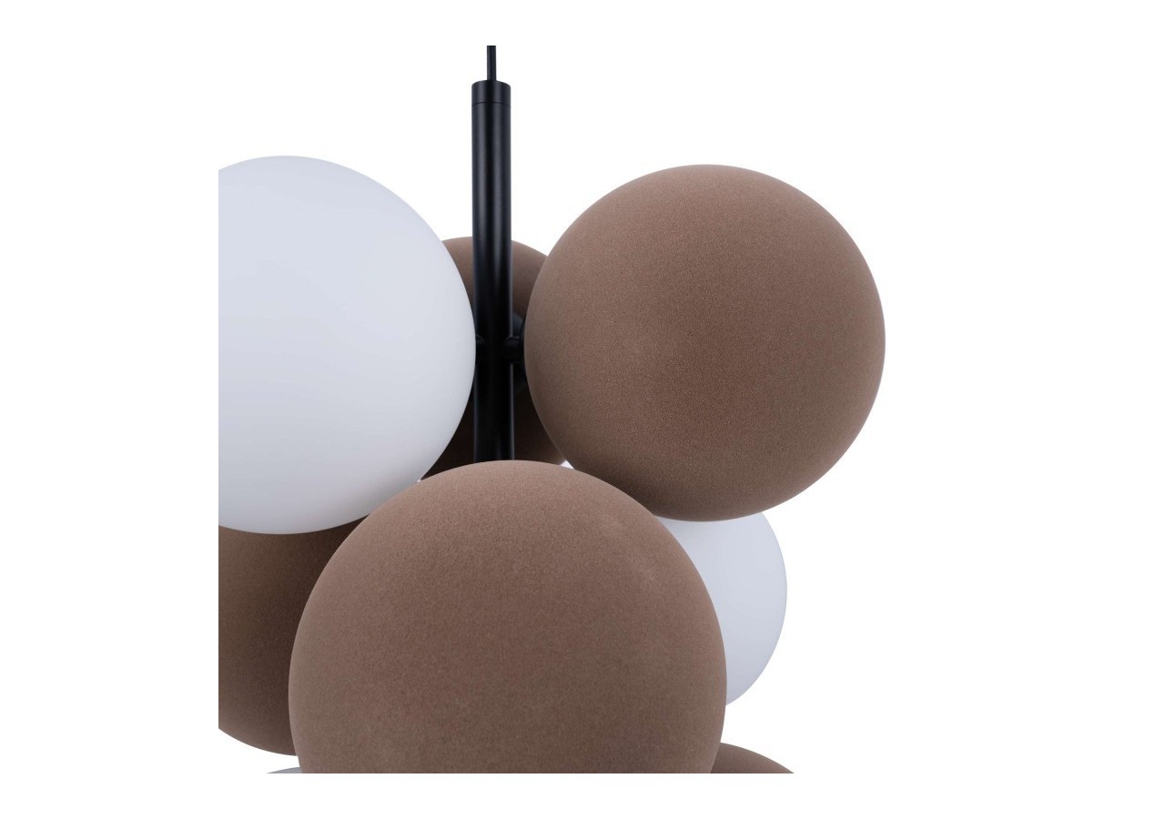 Suspension acoustique verticale "DRAC"-4 globes lumineux et 6 globes absorbants - B206-V-CB - Barcelona LED