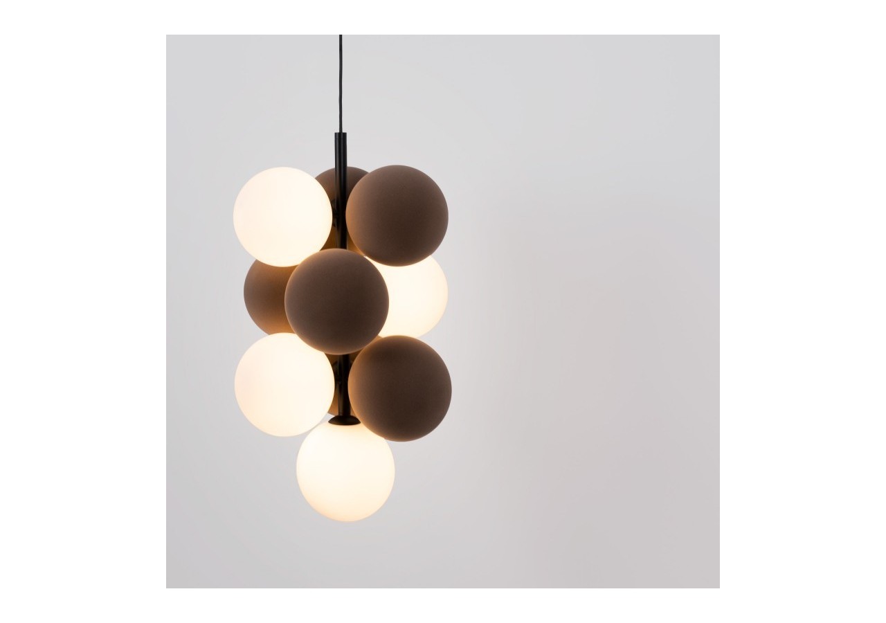 Suspension acoustique verticale "DRAC"-4 globes lumineux et 6 globes absorbants - B206-V-CB - Barcelona LED