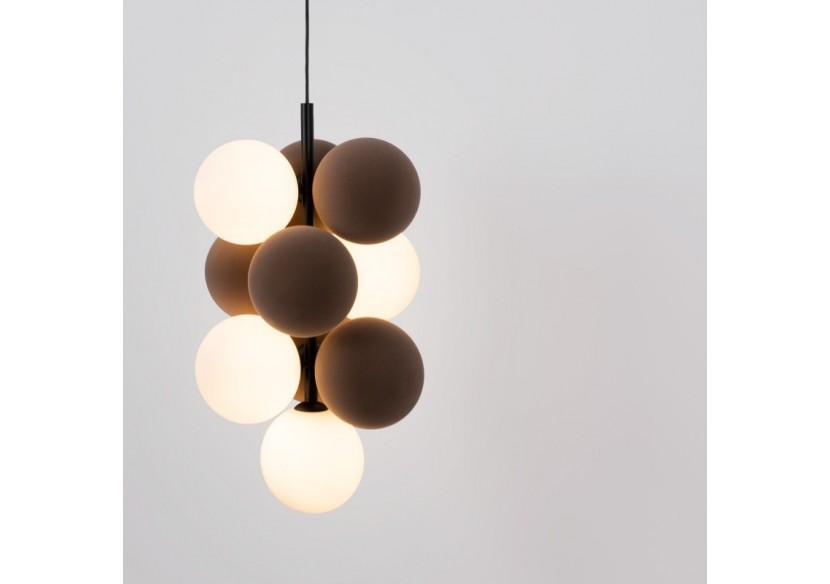 Suspension acoustique verticale "DRAC"-4 globes lumineux et 6 globes absorbants - B206-V-CB - Barcelona LED