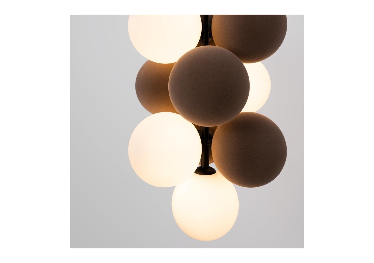 Suspension acoustique verticale "DRAC"-4 globes lumineux et 6 globes absorbants - B206-V-CB - Barcelona LED