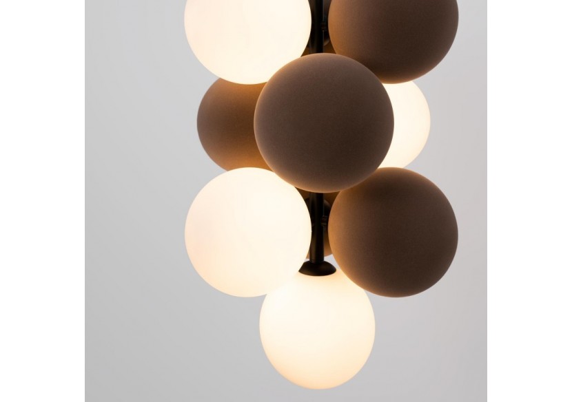 Suspension acoustique verticale "DRAC"-4 globes lumineux et 6 globes absorbants - B206-V-CB - Barcelona LED