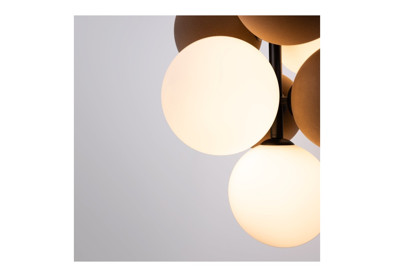Suspension acoustique verticale "DRAC"-4 globes lumineux et 6 globes absorbants - B206-V-CB - Barcelona LED