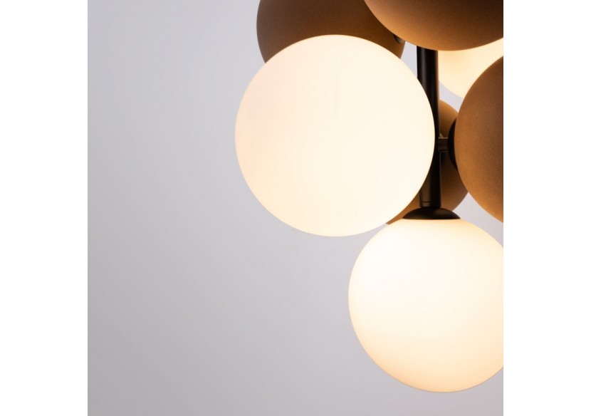 Suspension acoustique verticale "DRAC"-4 globes lumineux et 6 globes absorbants - B206-V-CB - Barcelona LED