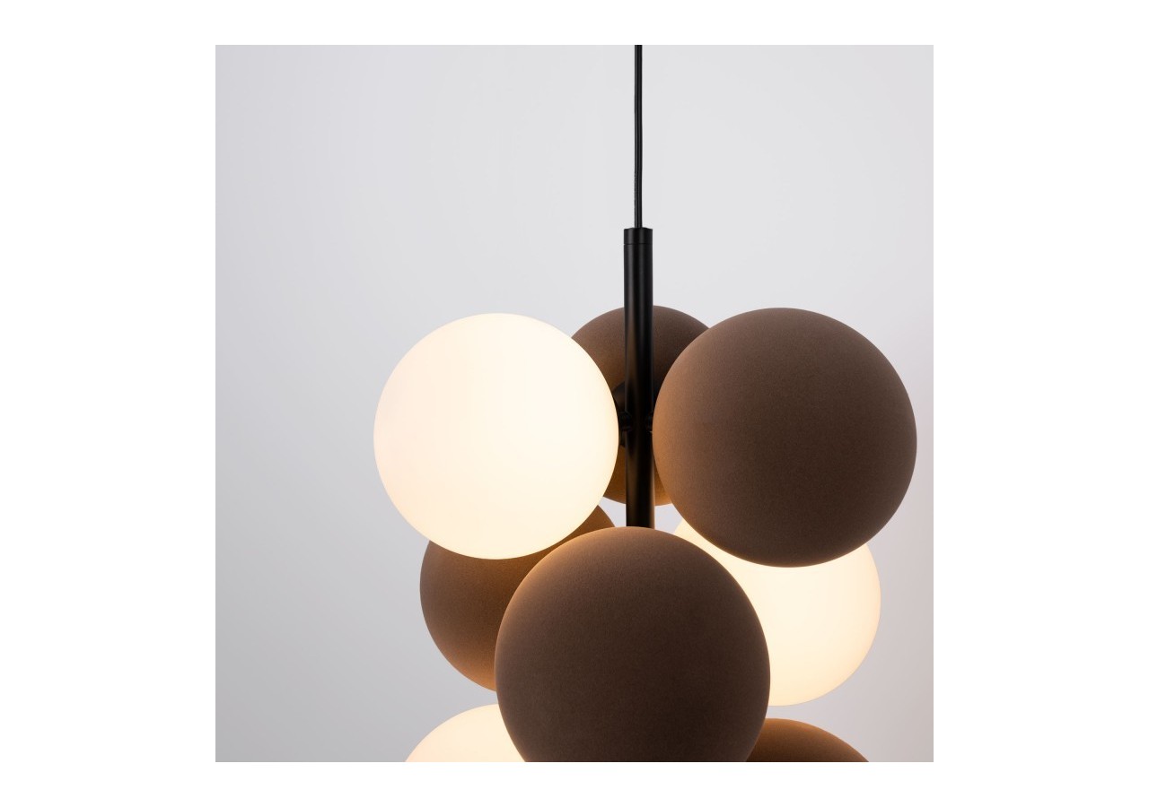 Suspension acoustique verticale "DRAC"-4 globes lumineux et 6 globes absorbants - B206-V-CB - Barcelona LED