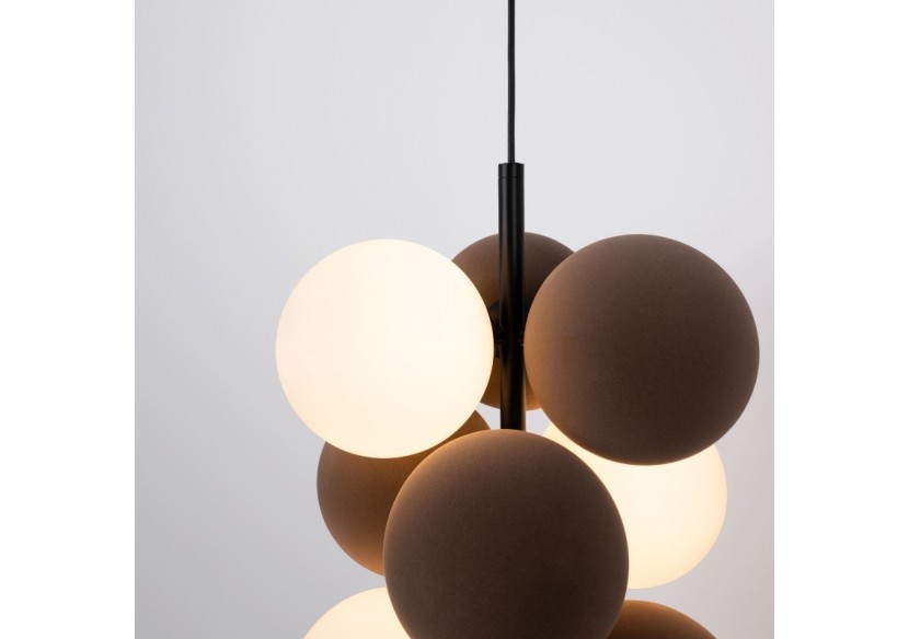 Suspension acoustique verticale "DRAC"-4 globes lumineux et 6 globes absorbants - B206-V-CB - Barcelona LED