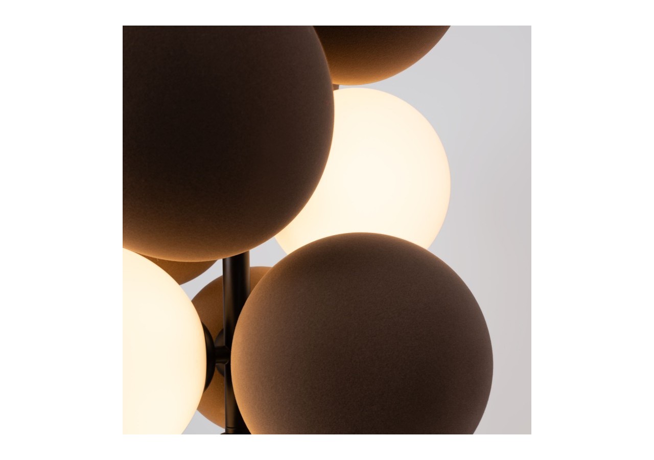 Suspension acoustique verticale "DRAC"-4 globes lumineux et 6 globes absorbants - B206-V-CB - Barcelona LED