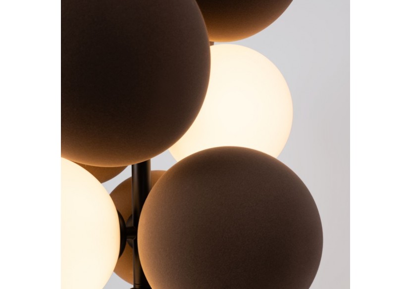 Suspension acoustique verticale "DRAC"-4 globes lumineux et 6 globes absorbants - B206-V-CB - Barcelona LED