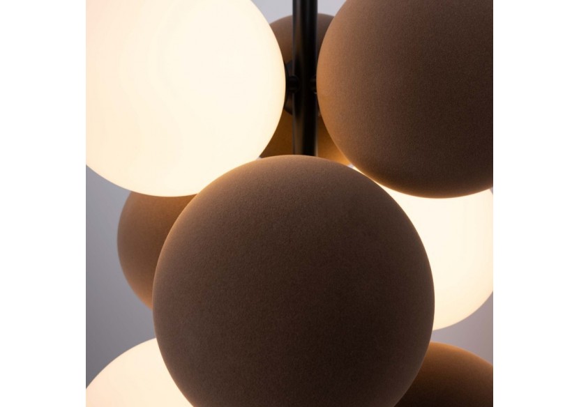 Suspension acoustique verticale "DRAC"-4 globes lumineux et 6 globes absorbants - B206-V-CB - Barcelona LED