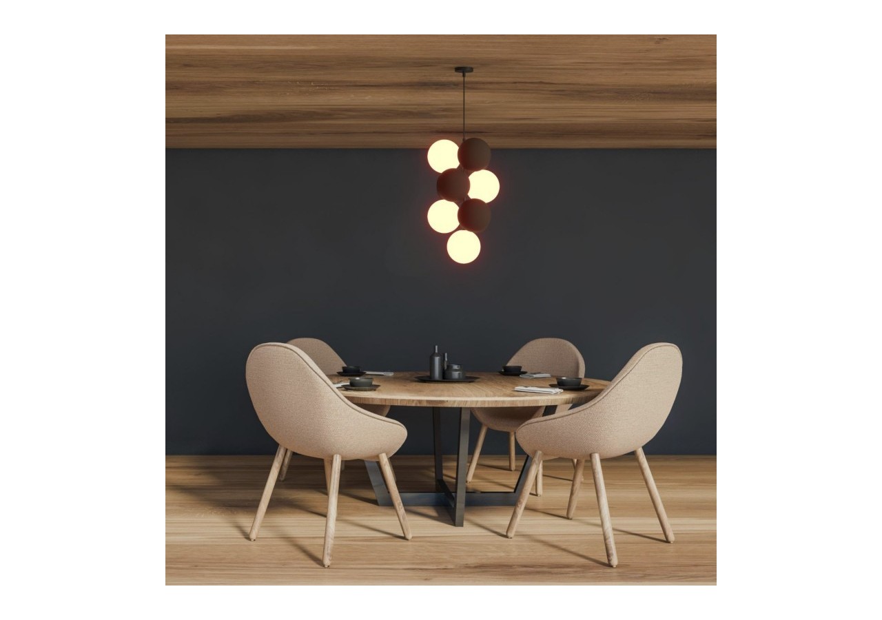 Suspension acoustique verticale "DRAC"-4 globes lumineux et 6 globes absorbants - B206-V-CB - Barcelona LED