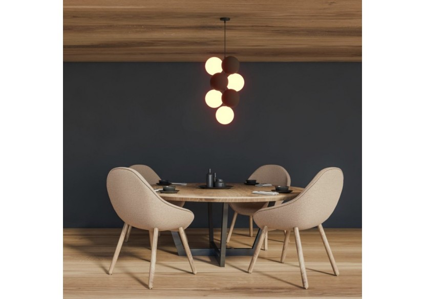 Suspension acoustique verticale "DRAC"-4 globes lumineux et 6 globes absorbants - B206-V-CB - Barcelona LED