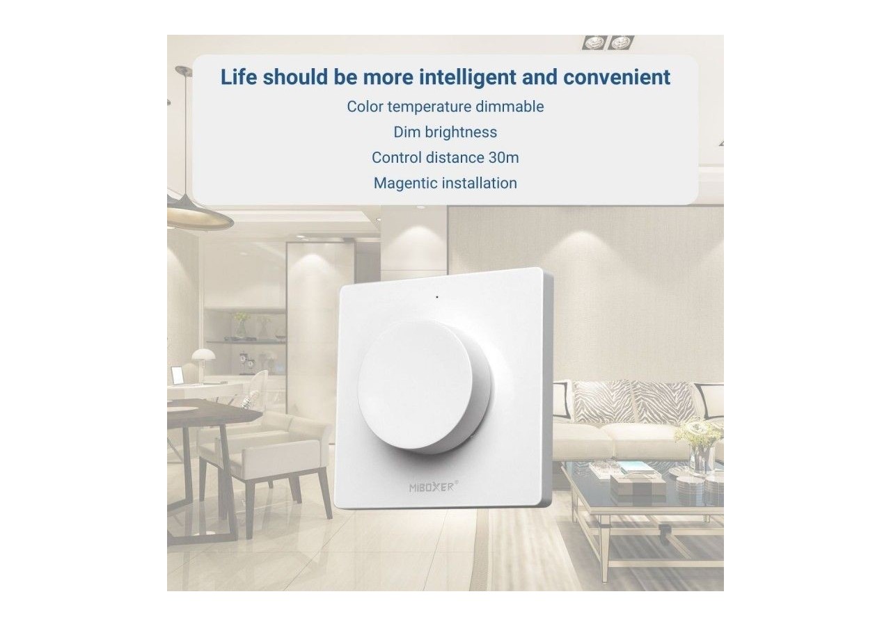 Interrupteur variateur rotatif RF-Monochrome + CCT-Base magnétique-Mi Light-Blanc - K1 - Barcelona LED