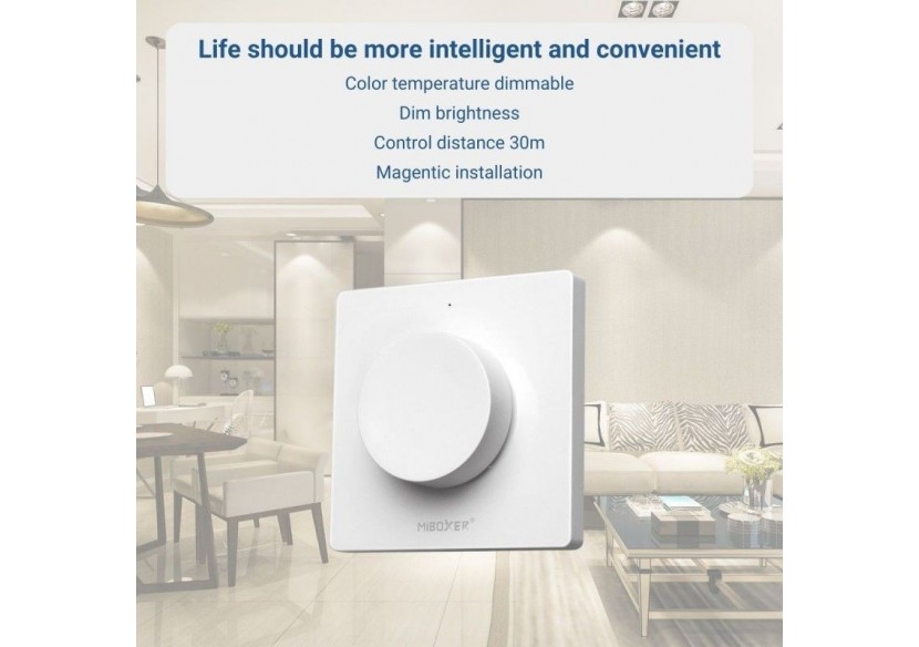 Interrupteur variateur rotatif RF-Monochrome + CCT-Base magnétique-Mi Light-Blanc - K1 - Barcelona LED