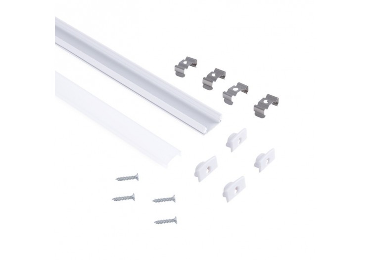 Profilé de surface en aluminium avec diffuseur-Kit complet-17x8mm-Ruban LED jusqu'à 12 mm-2m - BXT-164-B - Barcelona LED