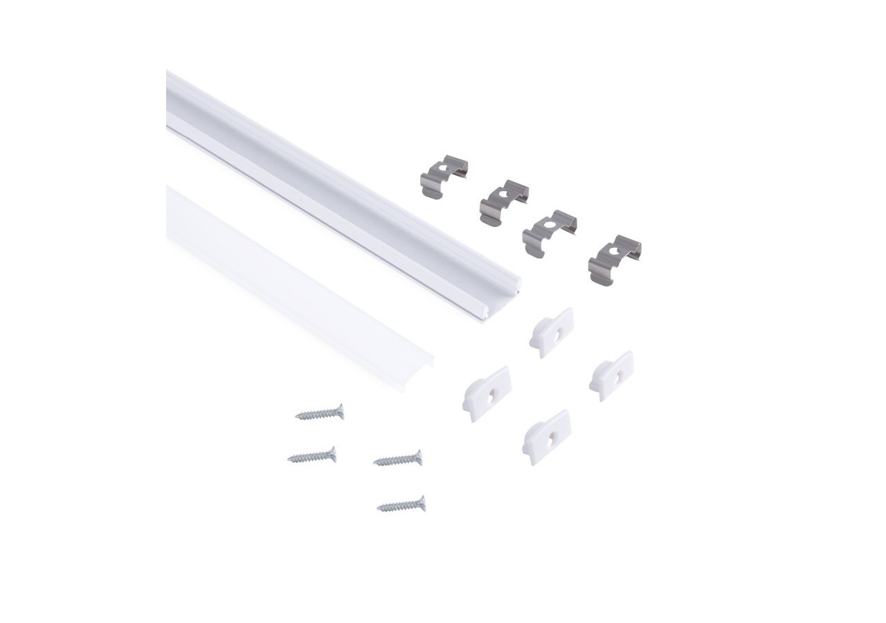 Profilé de surface en aluminium avec diffuseur-Kit complet-17x8mm-Ruban LED jusqu'à 12 mm-2m - BXT-164-B - Barcelona LED