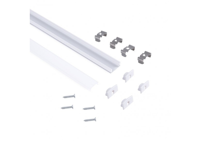 Profilé de surface en aluminium avec diffuseur-Kit complet-17x8mm-Ruban LED jusqu'à 12 mm-2m - BXT-164-B - Barcelona LED