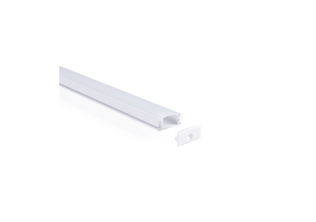 Profilé de surface en aluminium avec diffuseur-Kit complet-17x8mm-Ruban LED jusqu'à 12 mm-2m - BXT-164-B - Barcelona LED