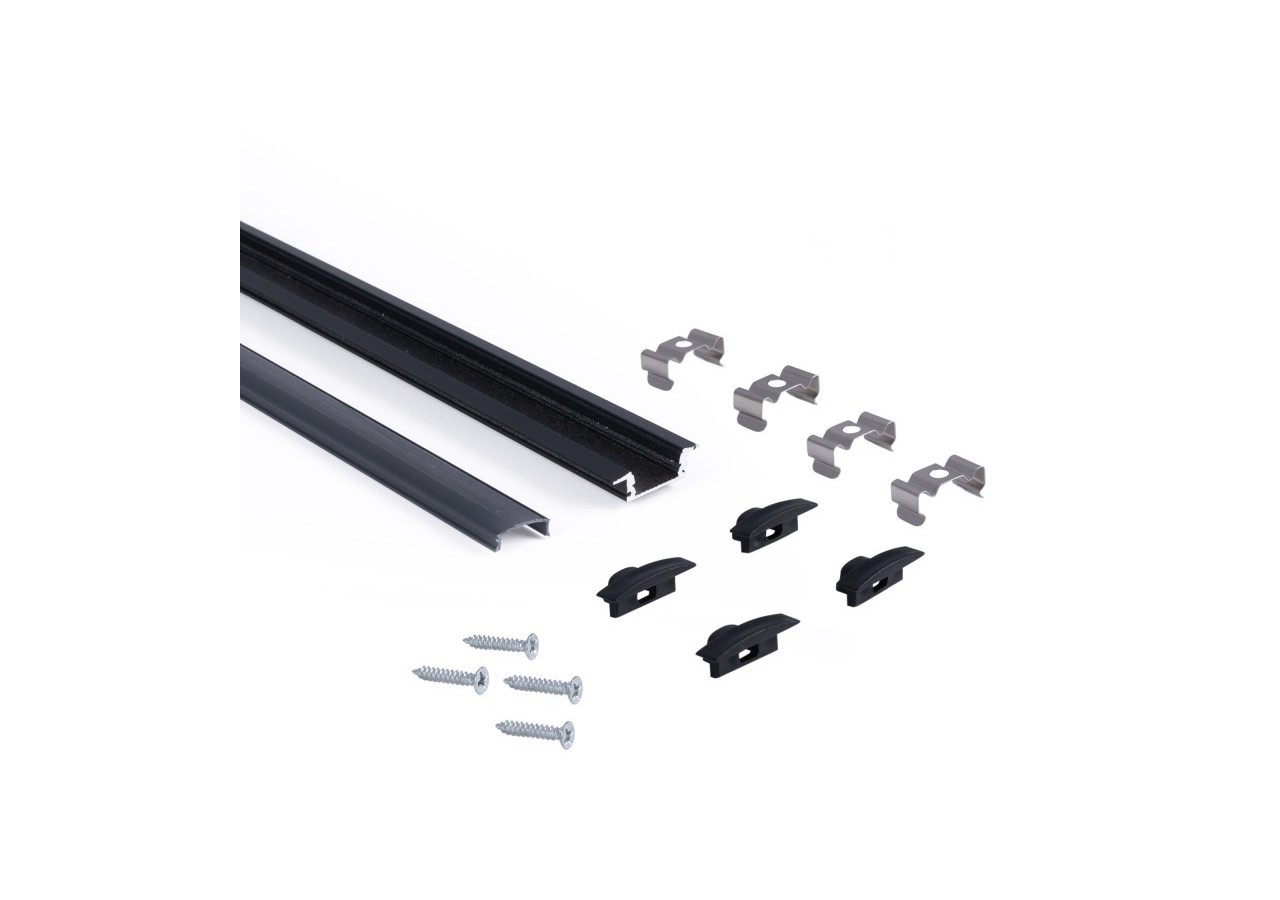 Profilé encastré en aluminium-Kit complet-24,5 x 7mm-Ruban LED jusqu'à 12 mm-2m - BXT-163-N - Barcelona LED
