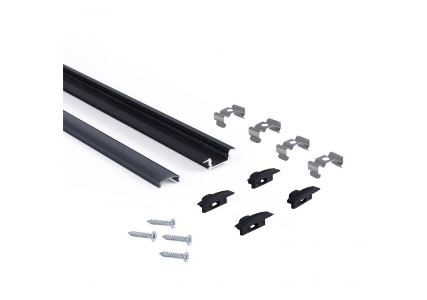 Profilé encastré en aluminium-Kit complet-24,5 x 7mm-Ruban LED jusqu'à 12 mm-2m - BXT-163-N - Barcelona LED