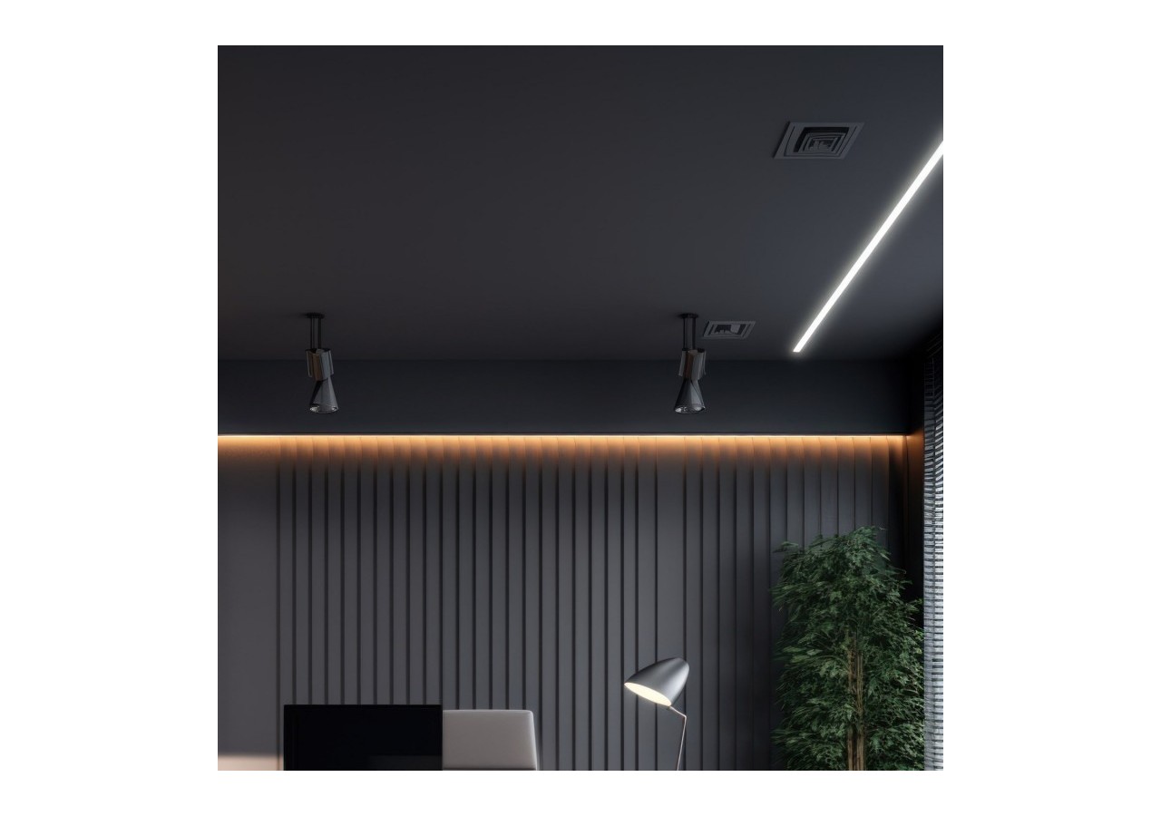 Profilé encastré en aluminium-Kit complet-24,5 x 7mm-Ruban LED jusqu'à 12 mm-2m - BXT-163-N - Barcelona LED