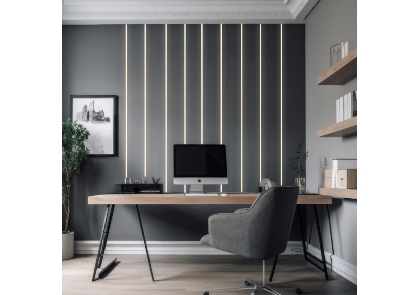 Profilé encastré en aluminium-Kit complet-24,5 x 7mm-Ruban LED jusqu'à 12 mm-2m - BXT-163-N - Barcelona LED