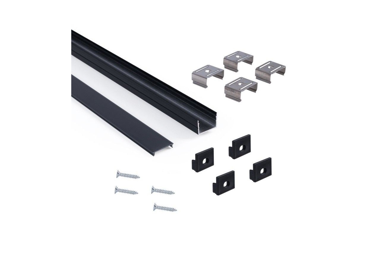 Profilé de surface en aluminium avec diffuseur-Kit complet-18 x13mm-Ruban LED jusqu'à 15 mm-2m - BXT-340-N - Barcelona LED