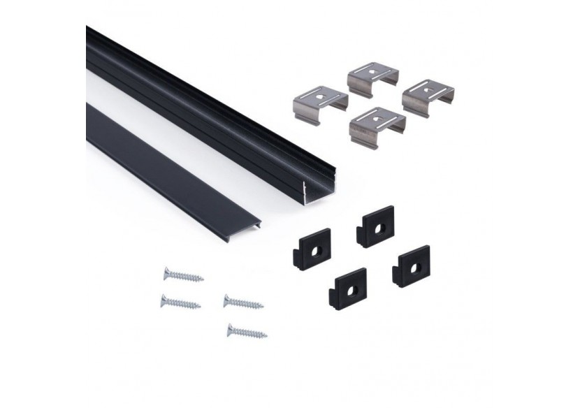 Profilé de surface en aluminium avec diffuseur-Kit complet-18 x13mm-Ruban LED jusqu'à 15 mm-2m - BXT-340-N - Barcelona LED