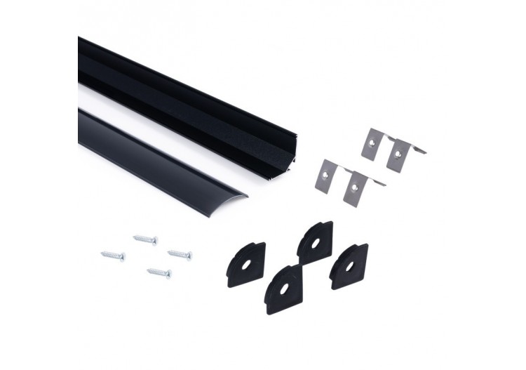 Profilé d'angle en aluminium avec diffuseur-Kit complet-20x20mm -Ruban LED jusqu'à 10mm-2m - BXT-632-N - Barcelona LED